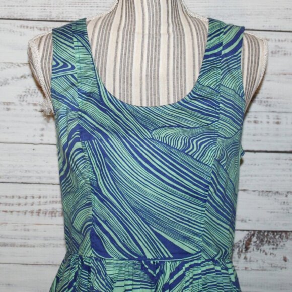 Plenty by Tracy Reese Size 4 Dress Blue Green Fit & Flare Tessa Marble Size 8 - Picture 2 of 6